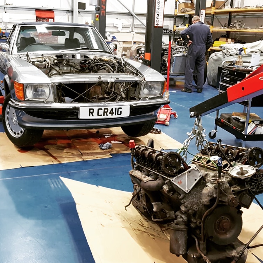 our 500SL engine is now out and ready for rebuild - Bridge Classic Cars
