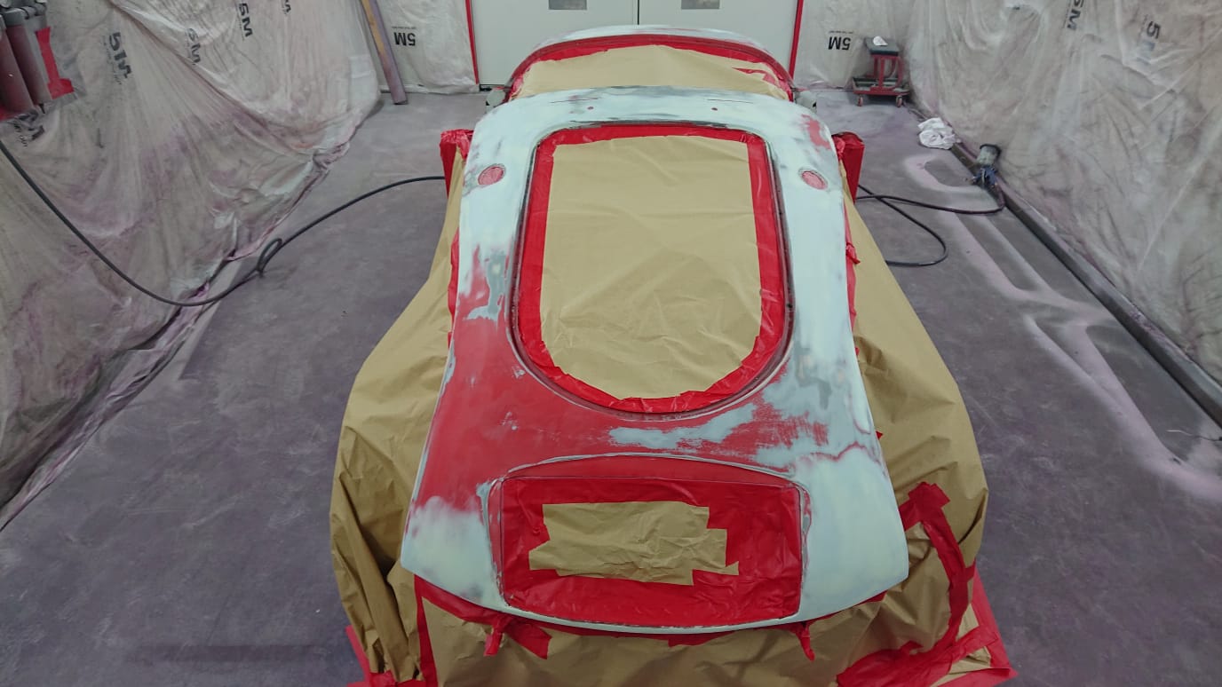 1960 MGA Chris PanelsPrimedWhite GuideCoatOverThem ColouredRaptorInside CompletedPrimerStage39 1