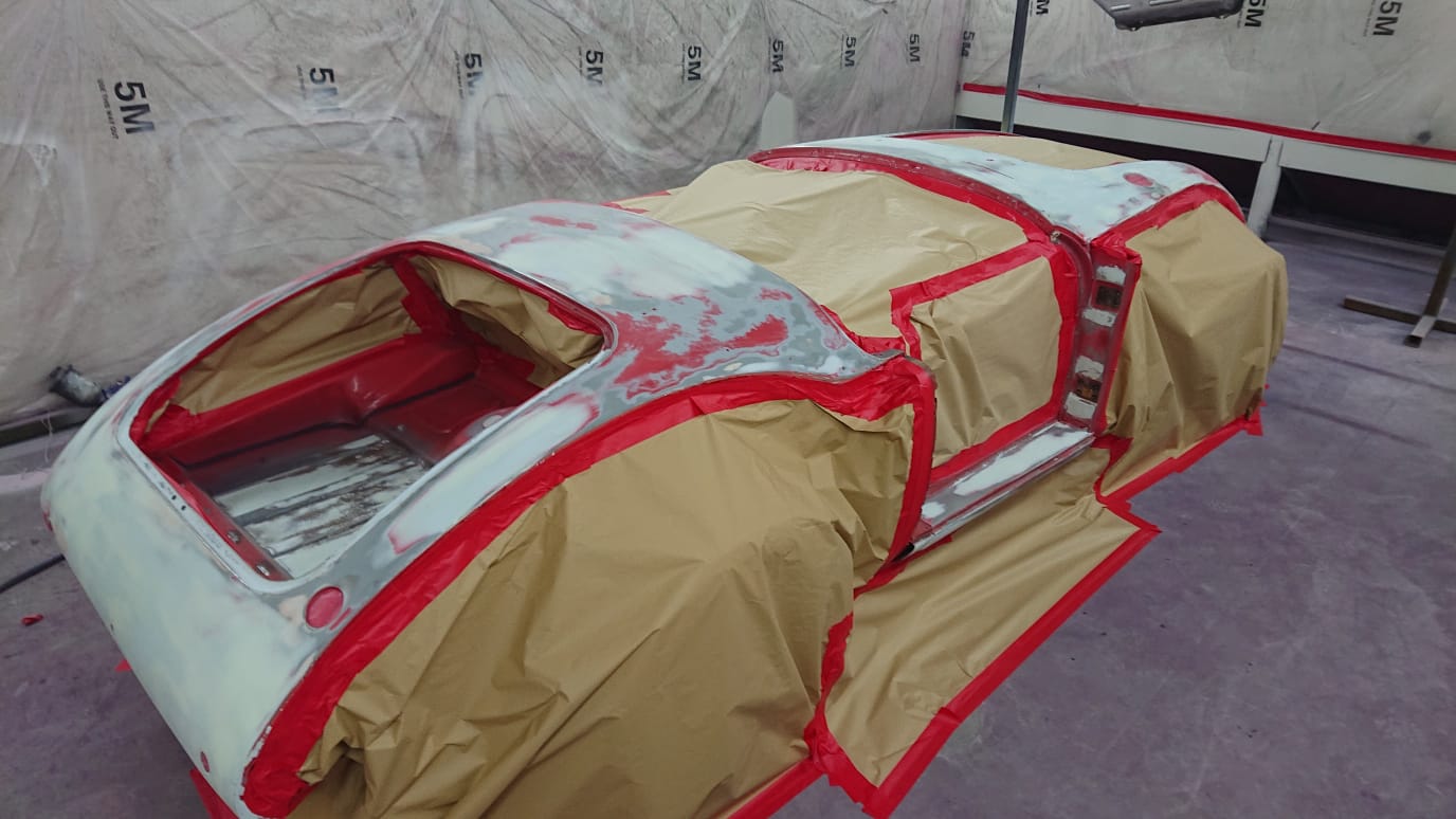 1960 MGA Chris PanelsPrimedWhite GuideCoatOverThem ColouredRaptorInside CompletedPrimerStage48 1