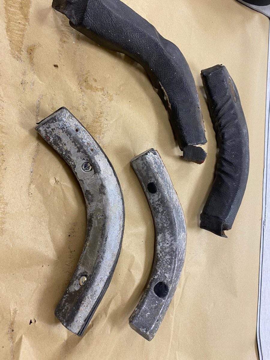 1960 MGA dash surround edge door and rear rails stripped and recoved ready for refit2 1