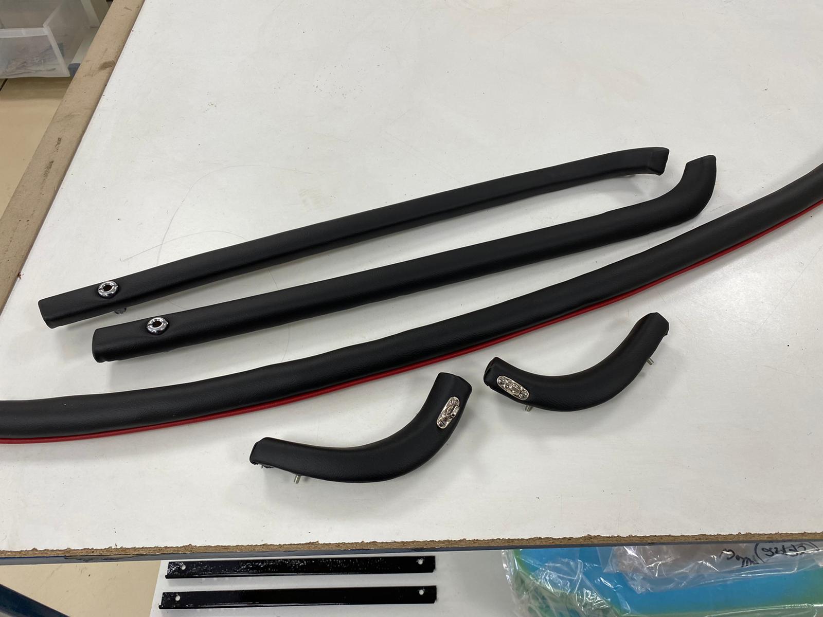 1960 MGA dash surround edge door and rear rails stripped and recoved ready for refit7 1
