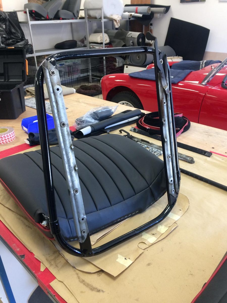 1960 MGA fitting runners to seat frames1 1