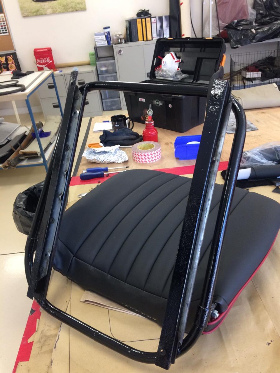 1960 MGA fitting runners to seat frames2 1