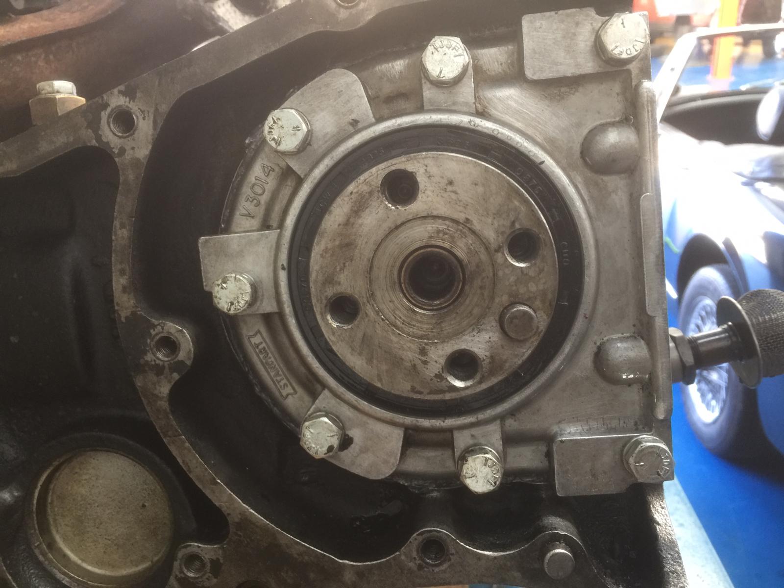 01102020 Ady Mg midget taking sump off changing gaskets and oil sleas and re helicopter coiling threads5 1