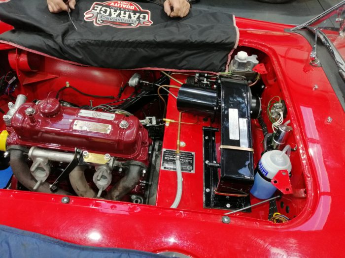 1960 MGA Heater box and engine install 6 1 700x525 1