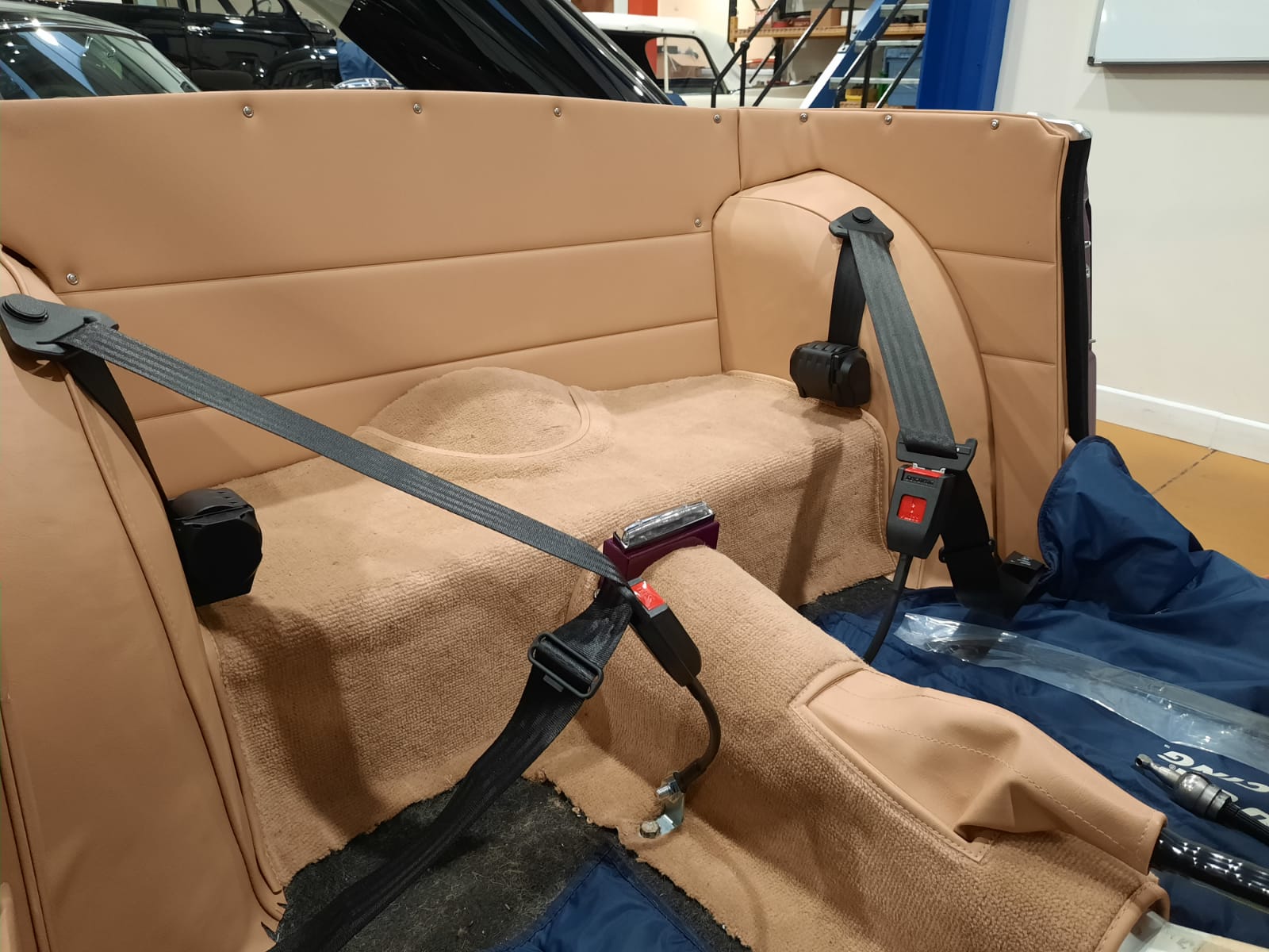 021120 1973 Triumph TR6 Seatbelts go in Mauro 2 1