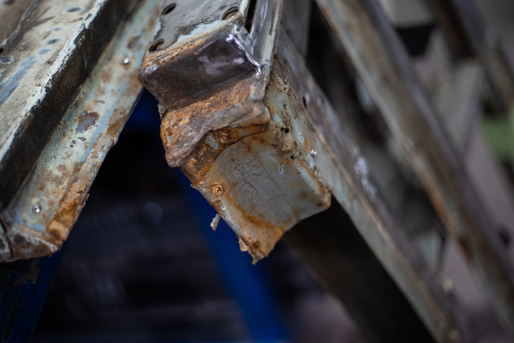 PR Jensen corroded door frames ready to sandblast 06 1