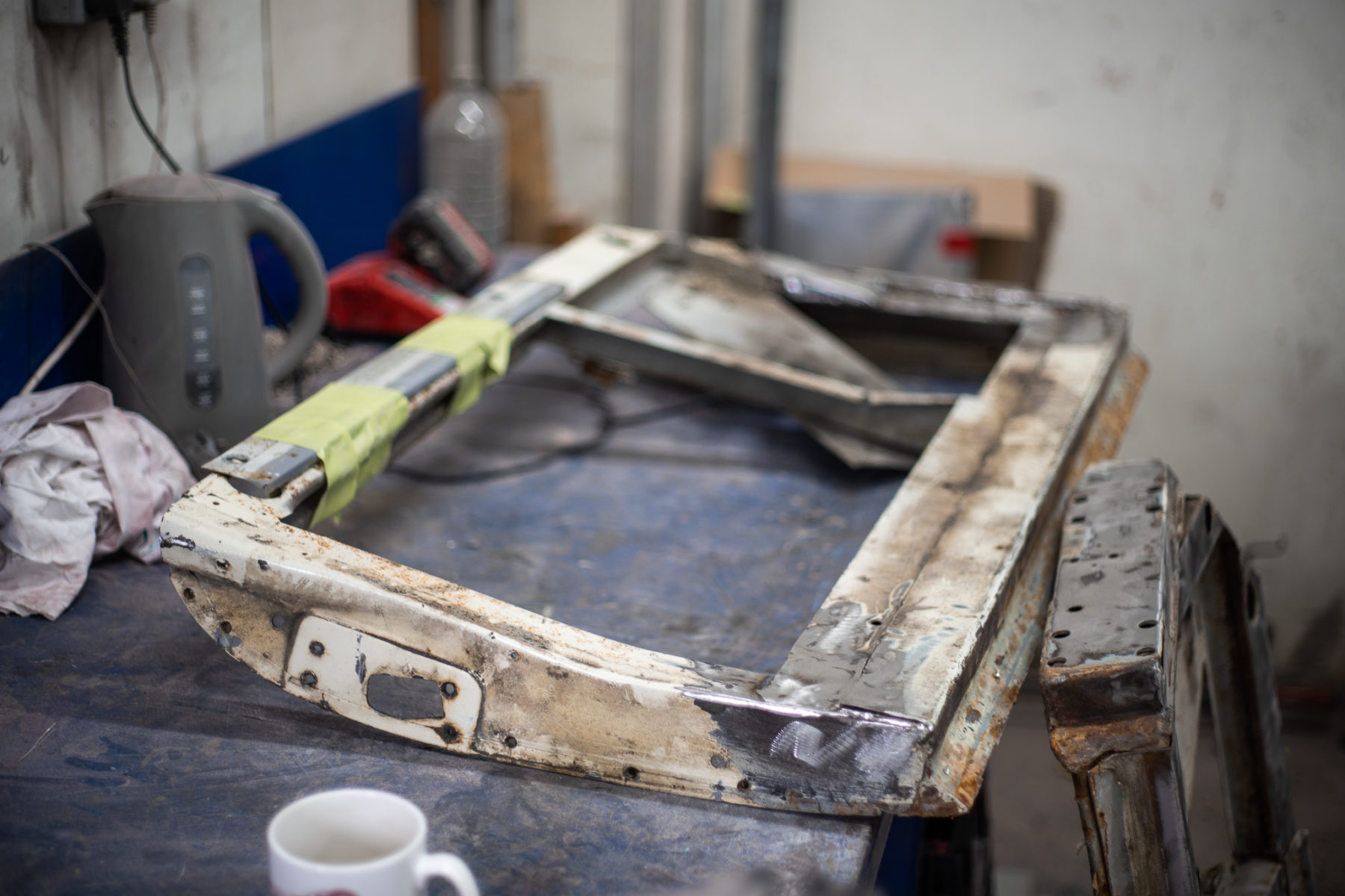 PR Jensen corroded door frames ready to sandblast 08 1
