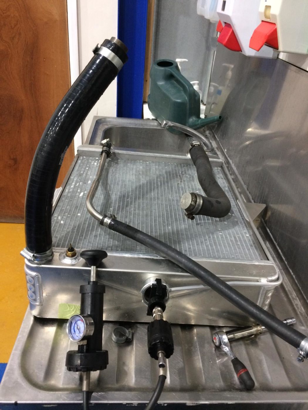 Radiator on test for leakage dave 105 navy jensen 3 2