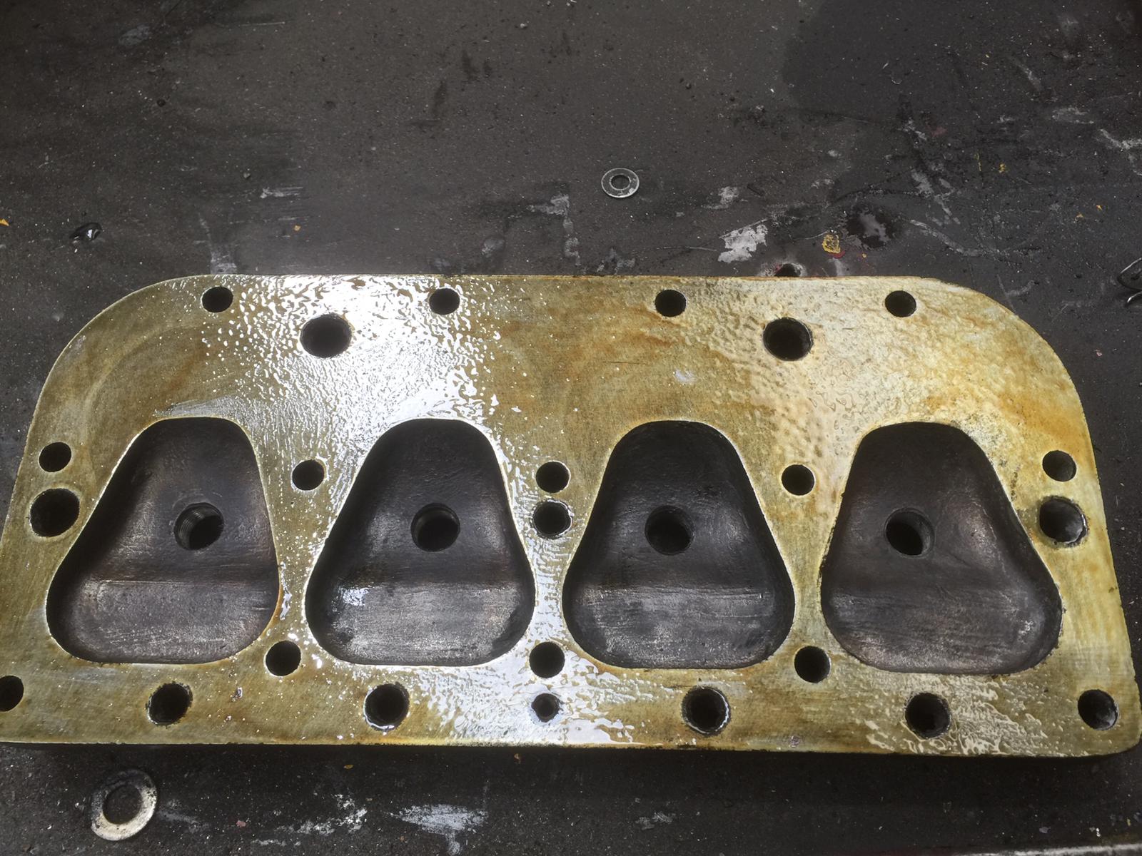 25042021 1934 Austin Nippy 7 cylinder head going back on with new copper head gasket 2 1