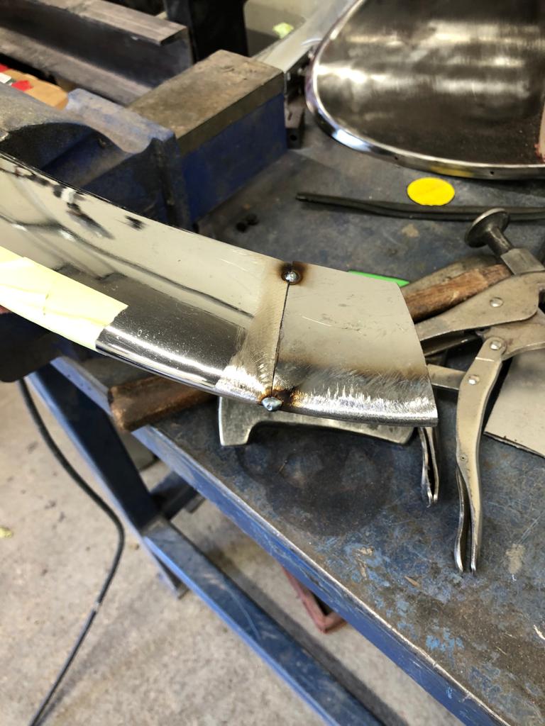 31.03.2021 1973 White Jaguar E Type bonnet stripped and bumper welded 28 1