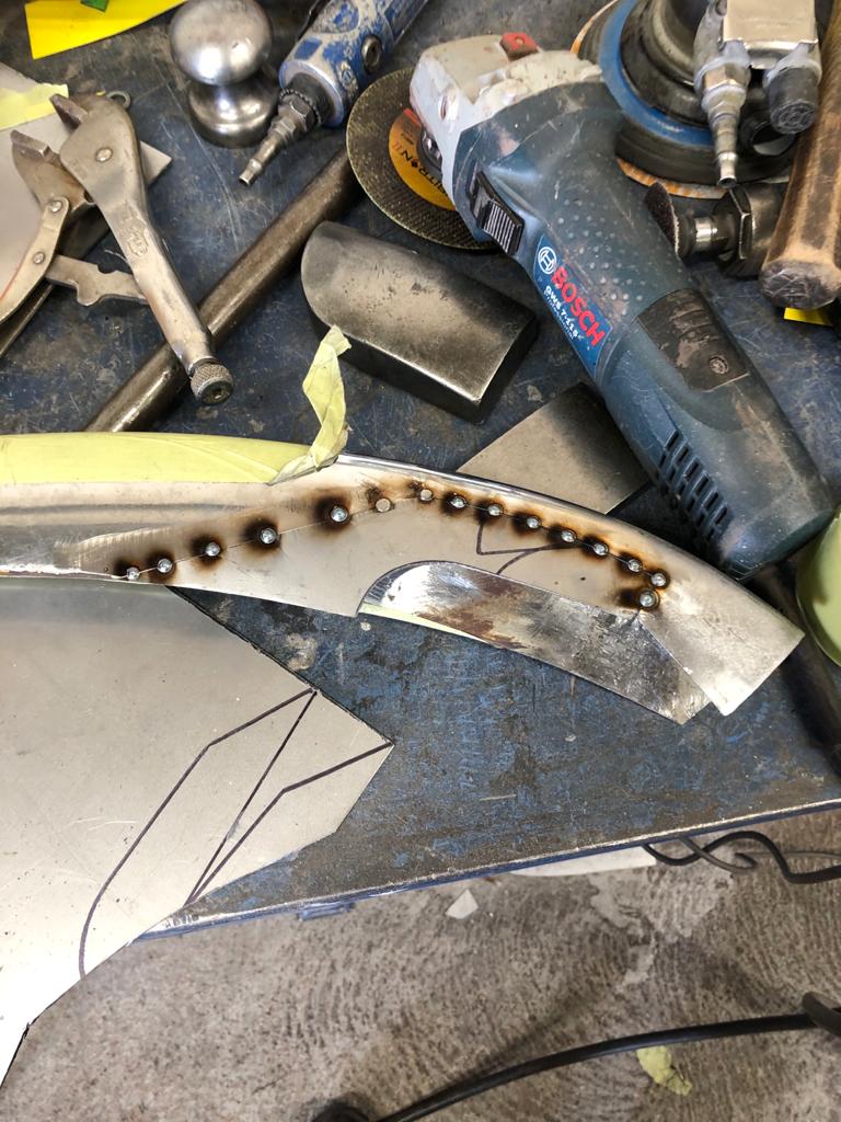 31.03.2021 1973 White Jaguar E Type bonnet stripped and bumper welded 29 1