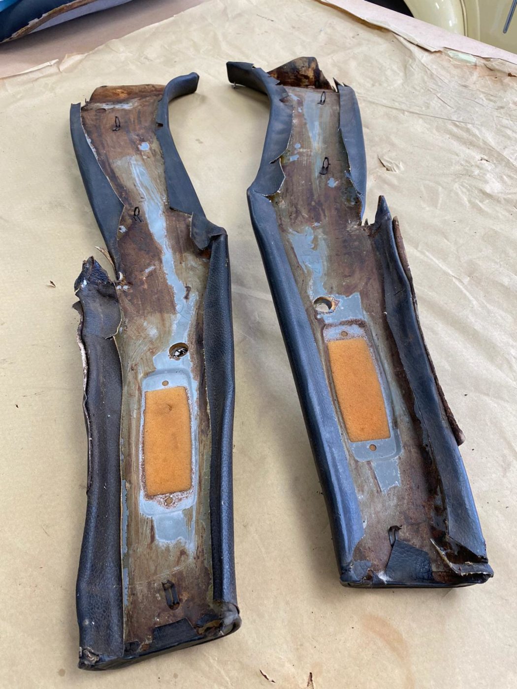 07042021 Maroon Triumph Stag b post strip for sandblasting 5 1
