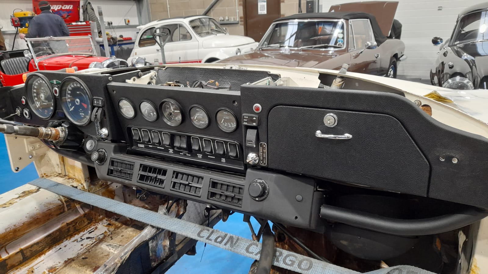 09042021 White Jag etype wiring loom removal 2 1