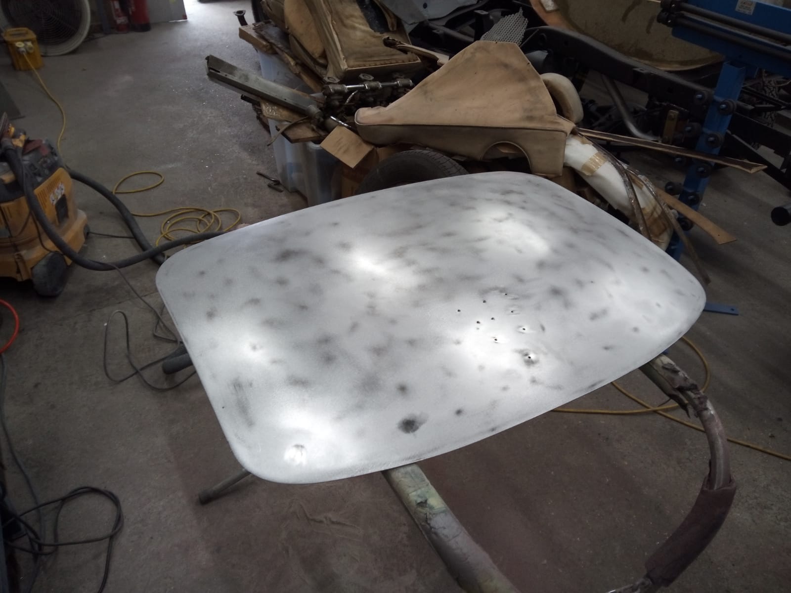 04052021 Jaguar e type panels stripes back to bare metal and given a protective rust proof coating 1 1