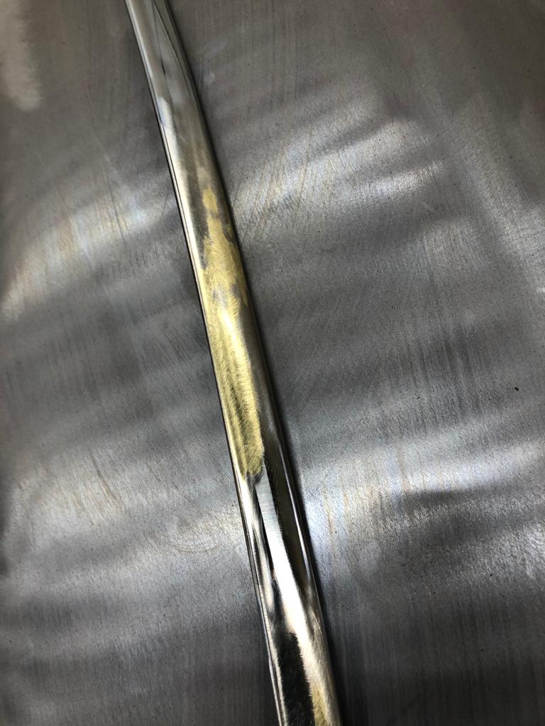 26052021 White jaguar etype roadster inconsistencies in the front over riders that needed addressing to obtain symmetry and leading the spot welded joints on the shell 30 1