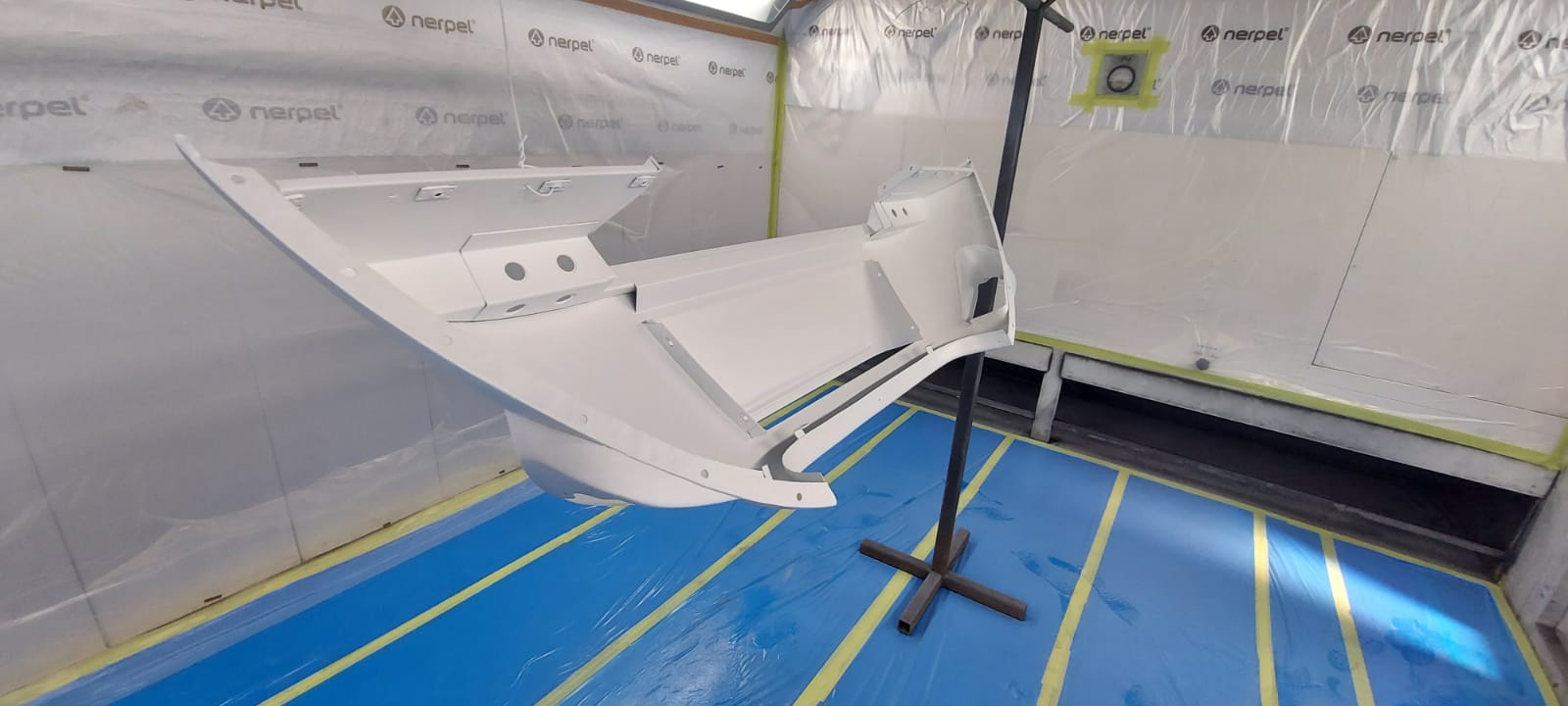 03062021 White etype bonnet rubbed and primed. wheel arch sttripped and undersealed 1 1