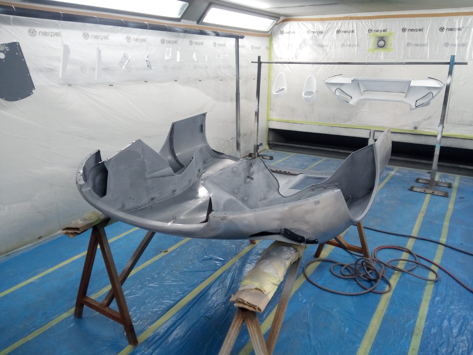 14062021 White Jag e type bonnet stripped down and in epoxy primer 24 1