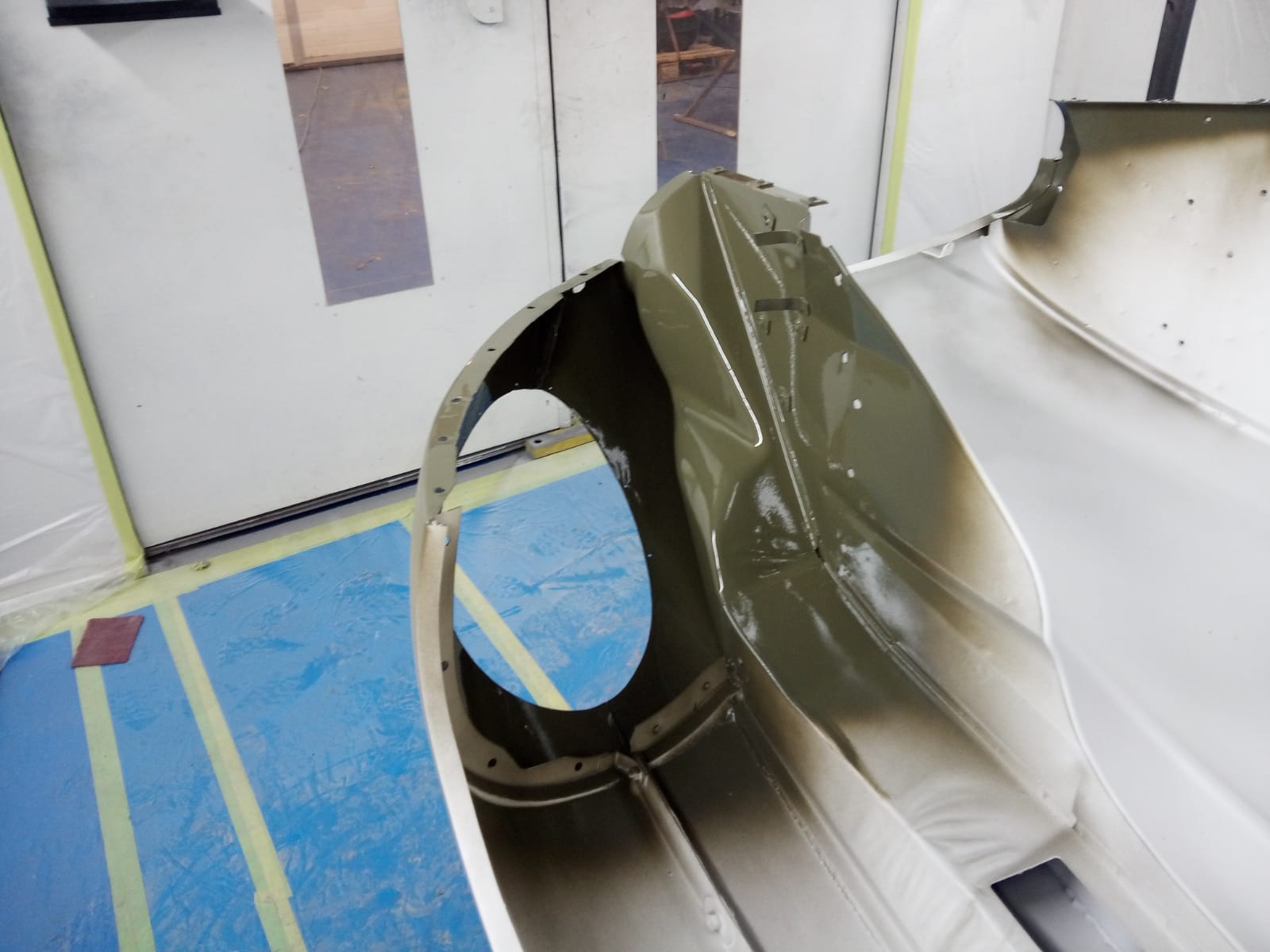 14062021 White Jag e type bonnet stripped down and in epoxy primer 6 1