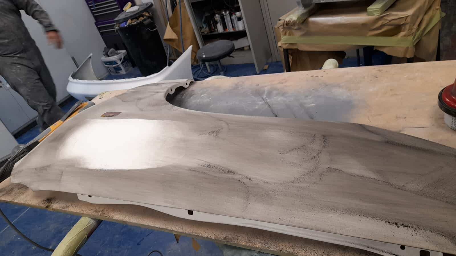 Honda Integra pannels being sanded after priming 19 1