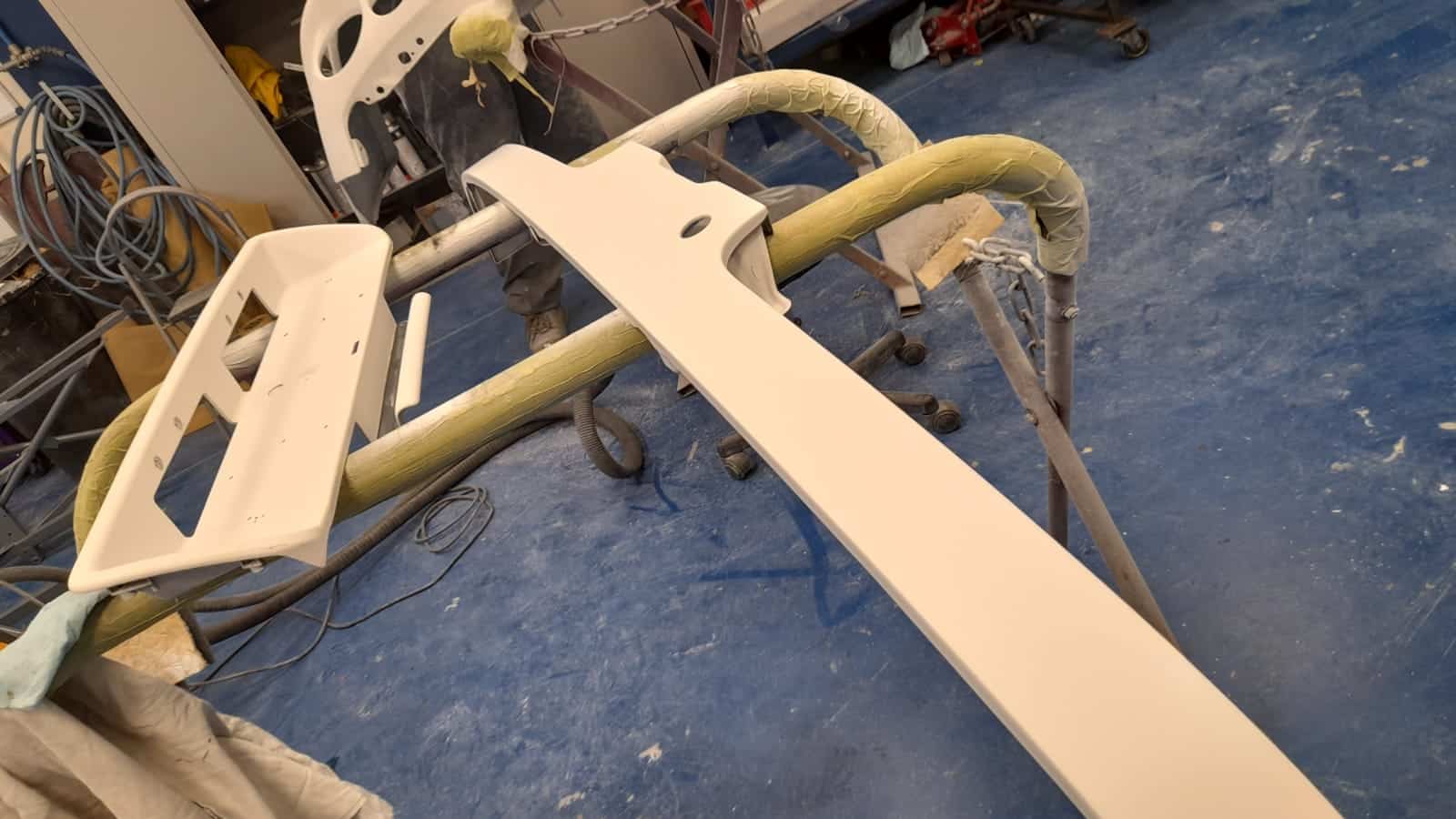 Honda Integra pannels being sanded after priming 9 1