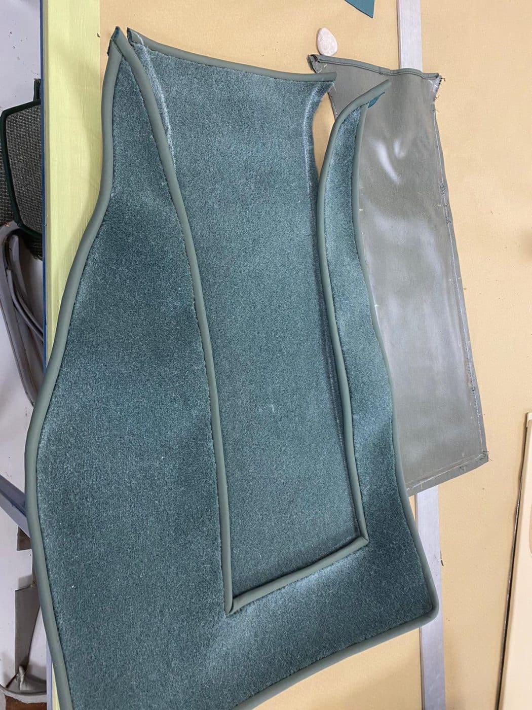 Jaguar E Type Series 1.5 1968 making new front carpets 10 1
