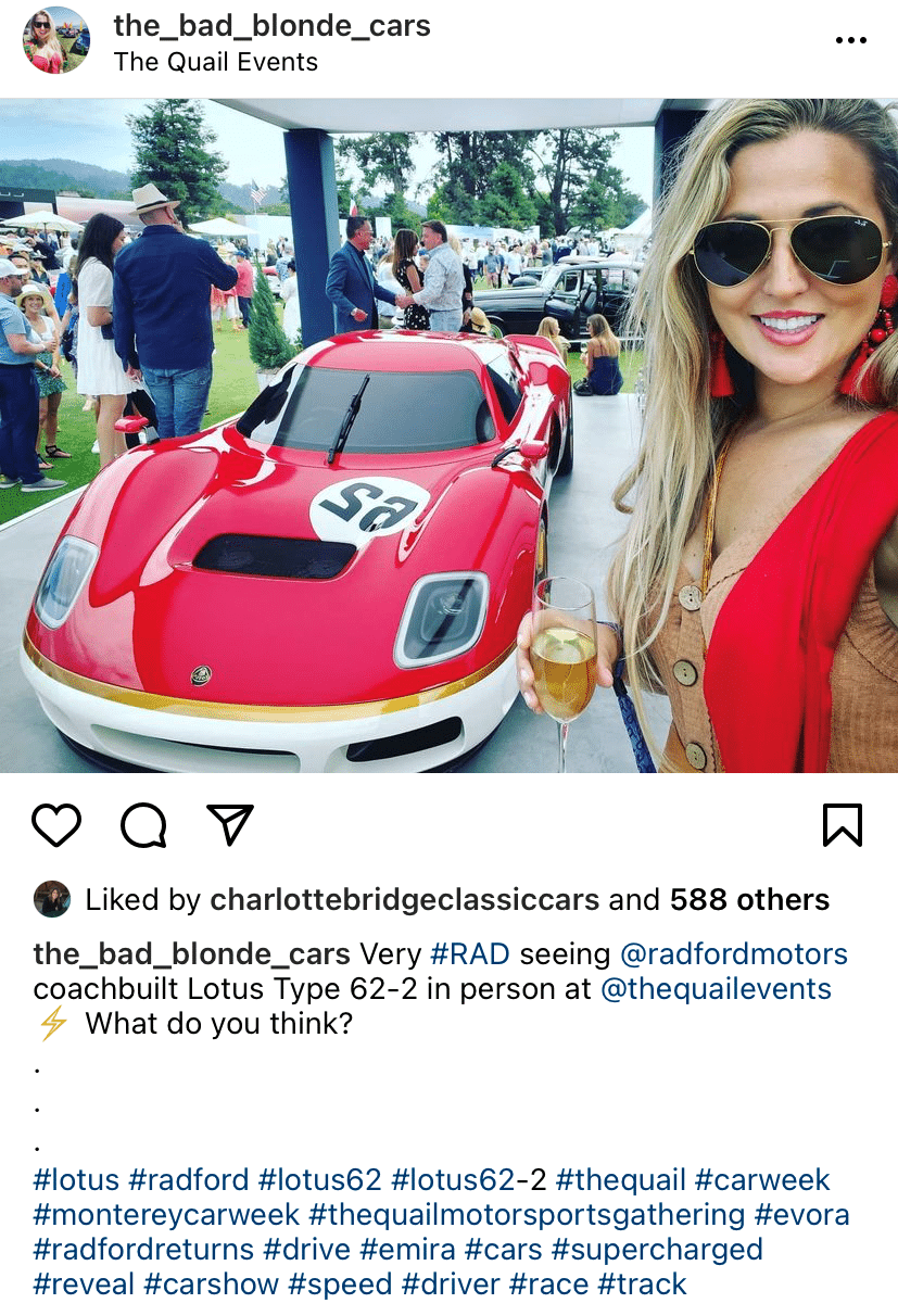 The Bad Blonde Cars with the new Radford Motors Lotus Type 62 2 1