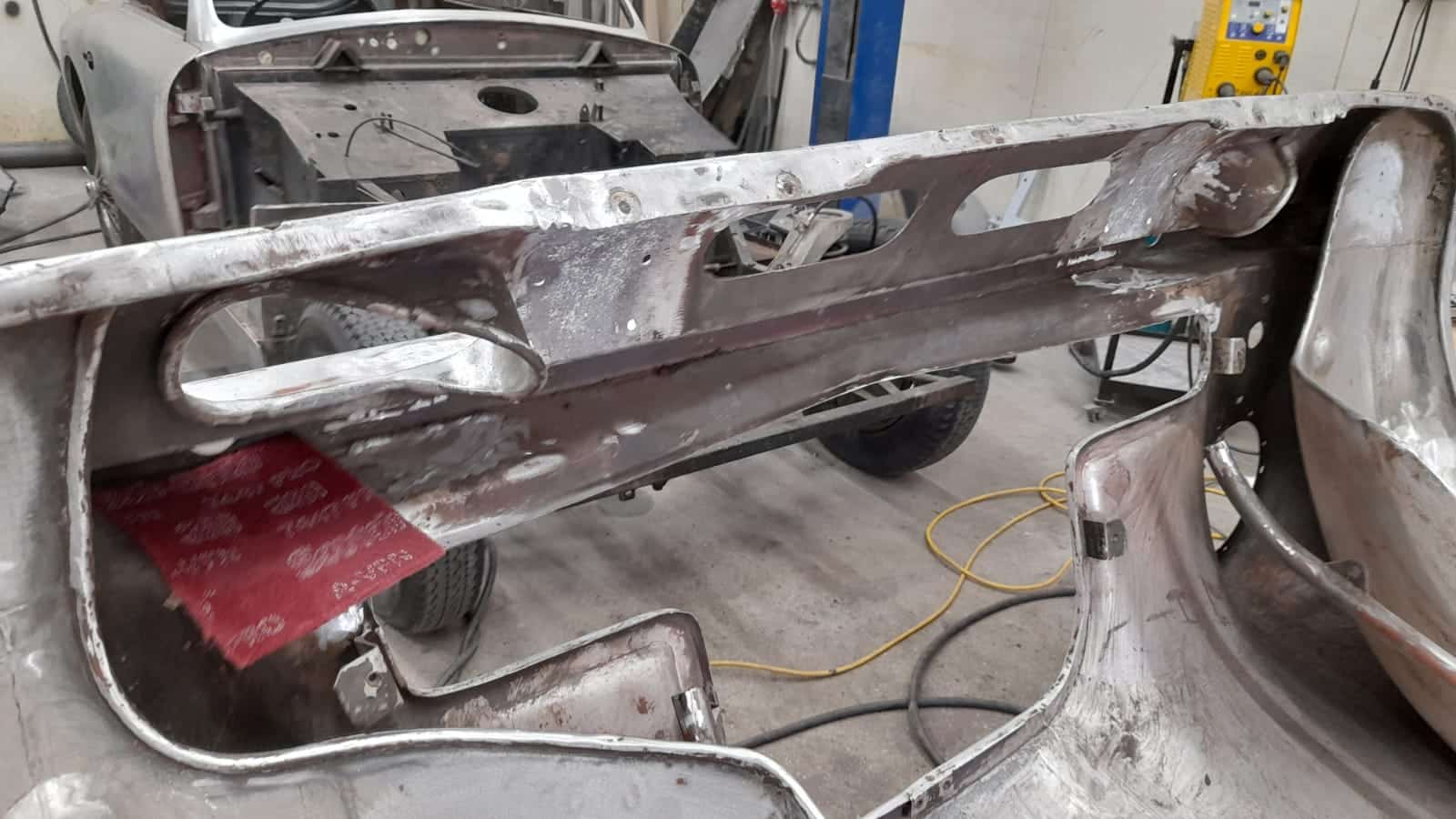 Aston Martin DB2 4 Bonnet red oxide removal continued 2 1
