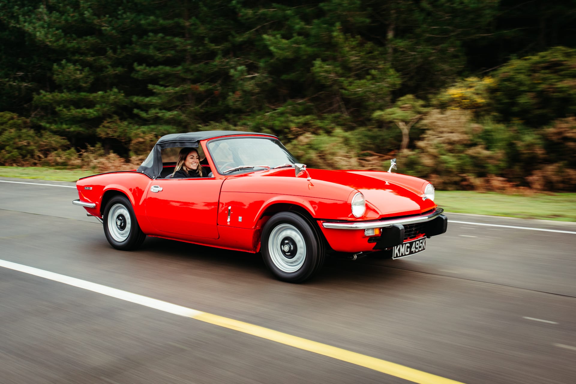 1972 Triumph Spitfire in motion 2 1