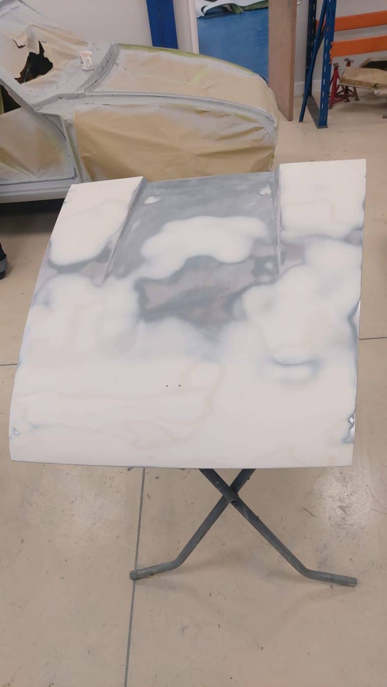 250222 1965 Porsche 912 Body and Bonnet in Primer and Sanding 10 1