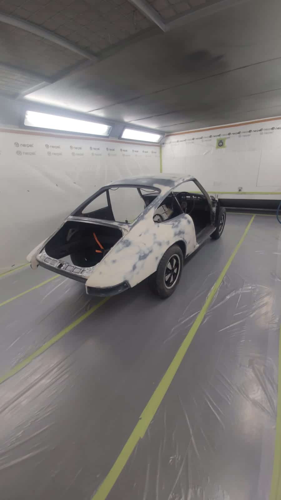250222 1965 Porsche 912 Body and Bonnet in Primer and Sanding 24 1