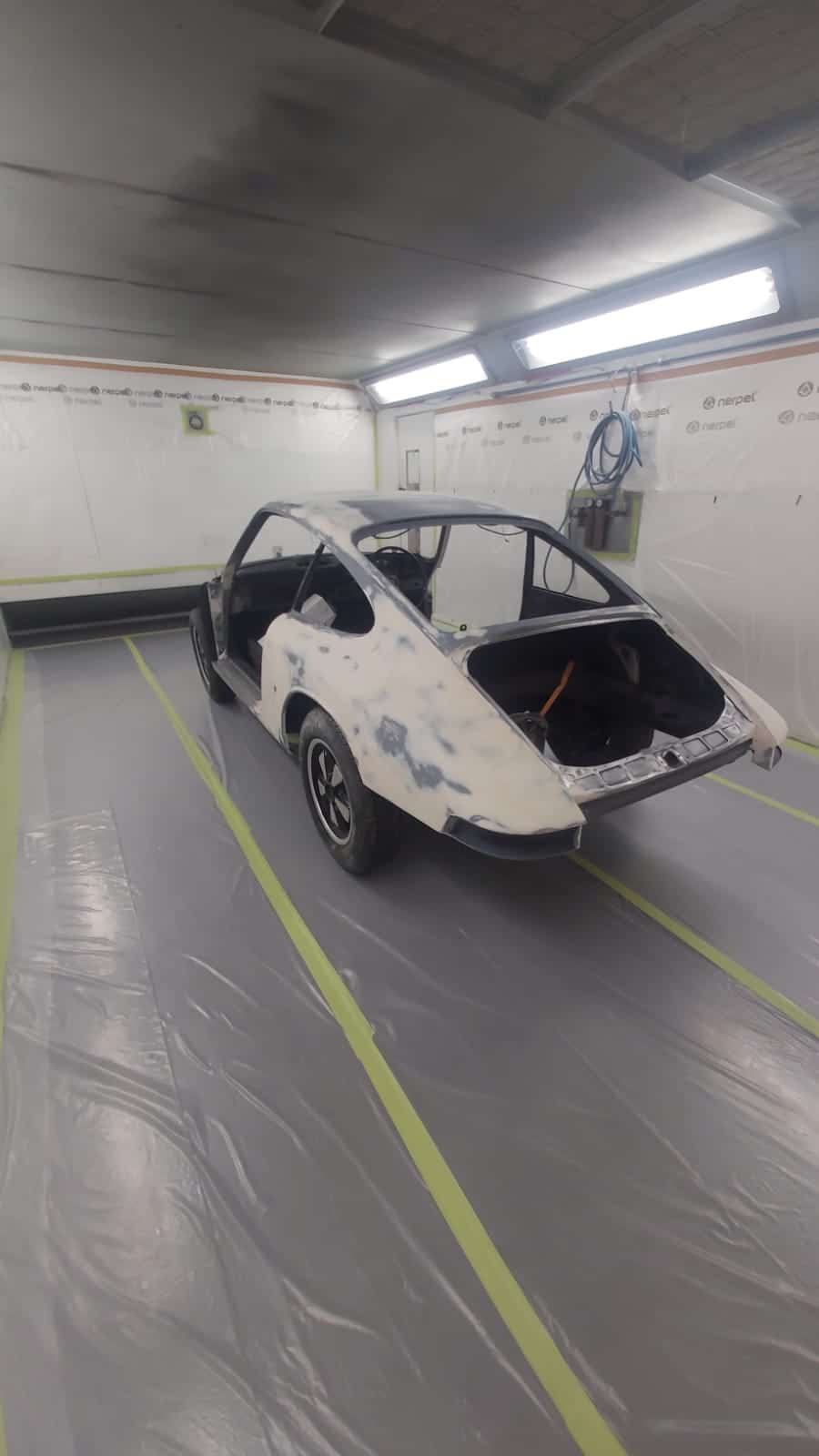 250222 1965 Porsche 912 Body and Bonnet in Primer and Sanding 26 1