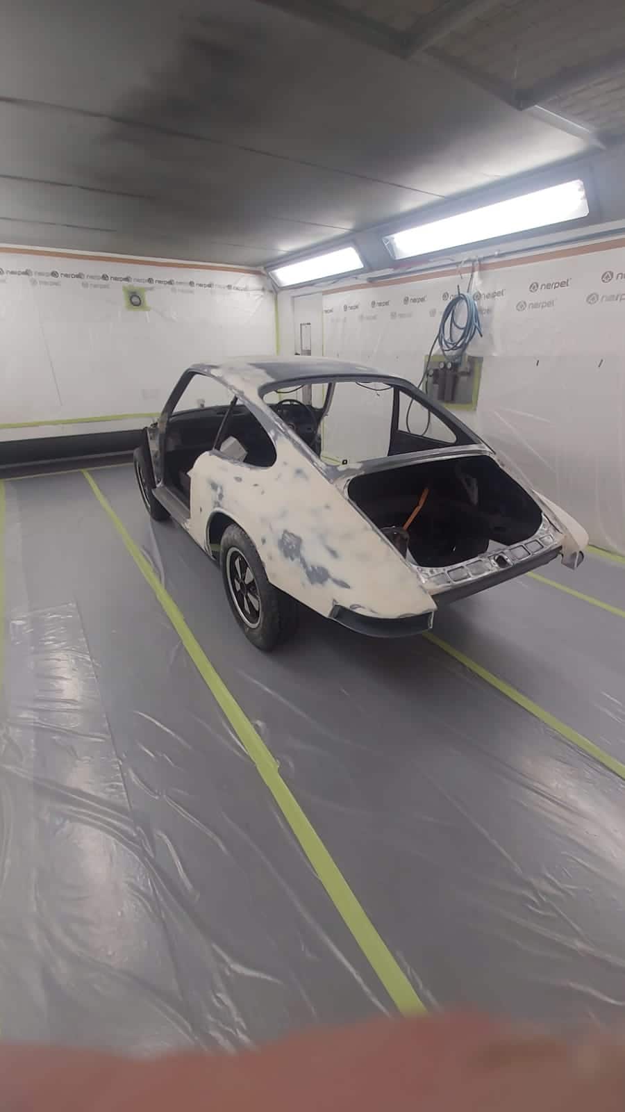 250222 1965 Porsche 912 Body and Bonnet in Primer and Sanding 27 1