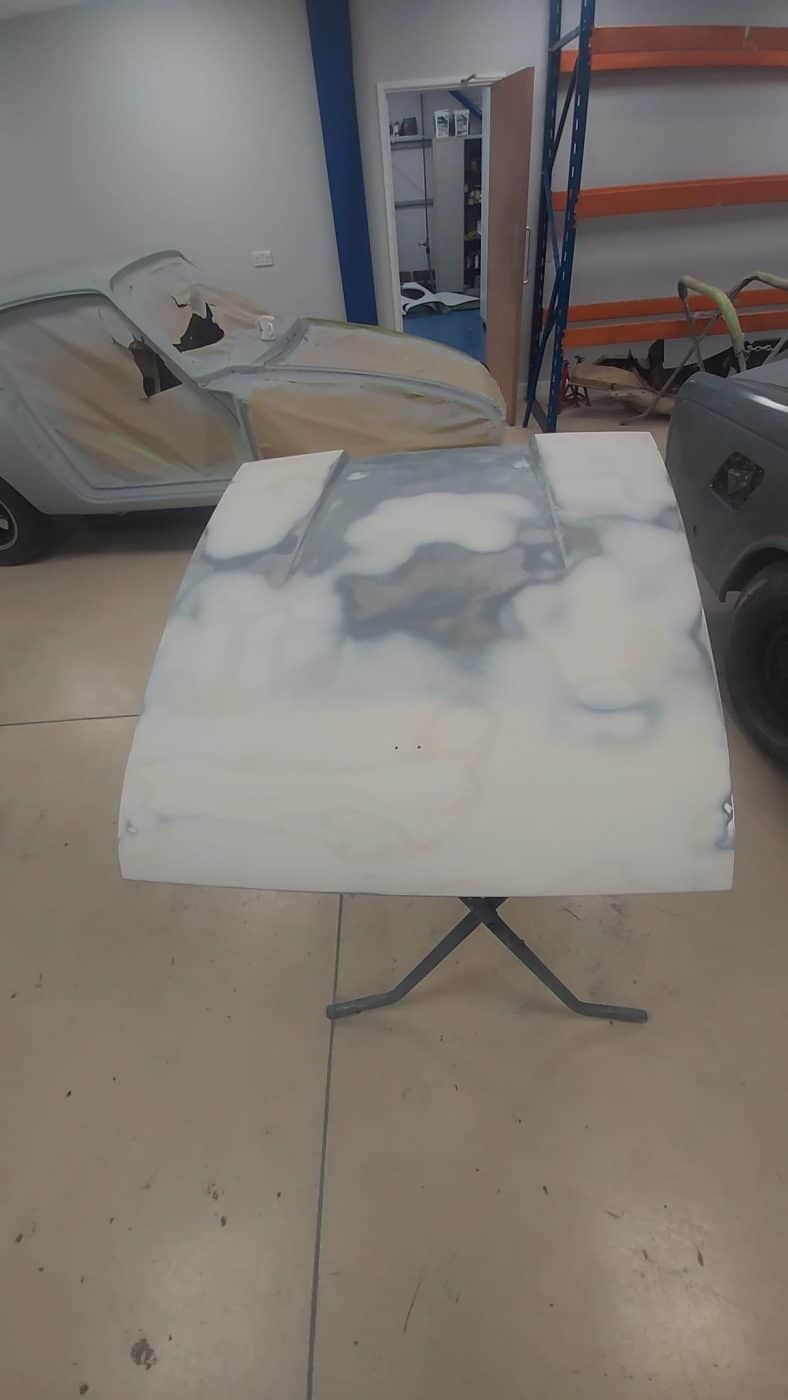 250222 1965 Porsche 912 Body and Bonnet in Primer and Sanding 9 1
