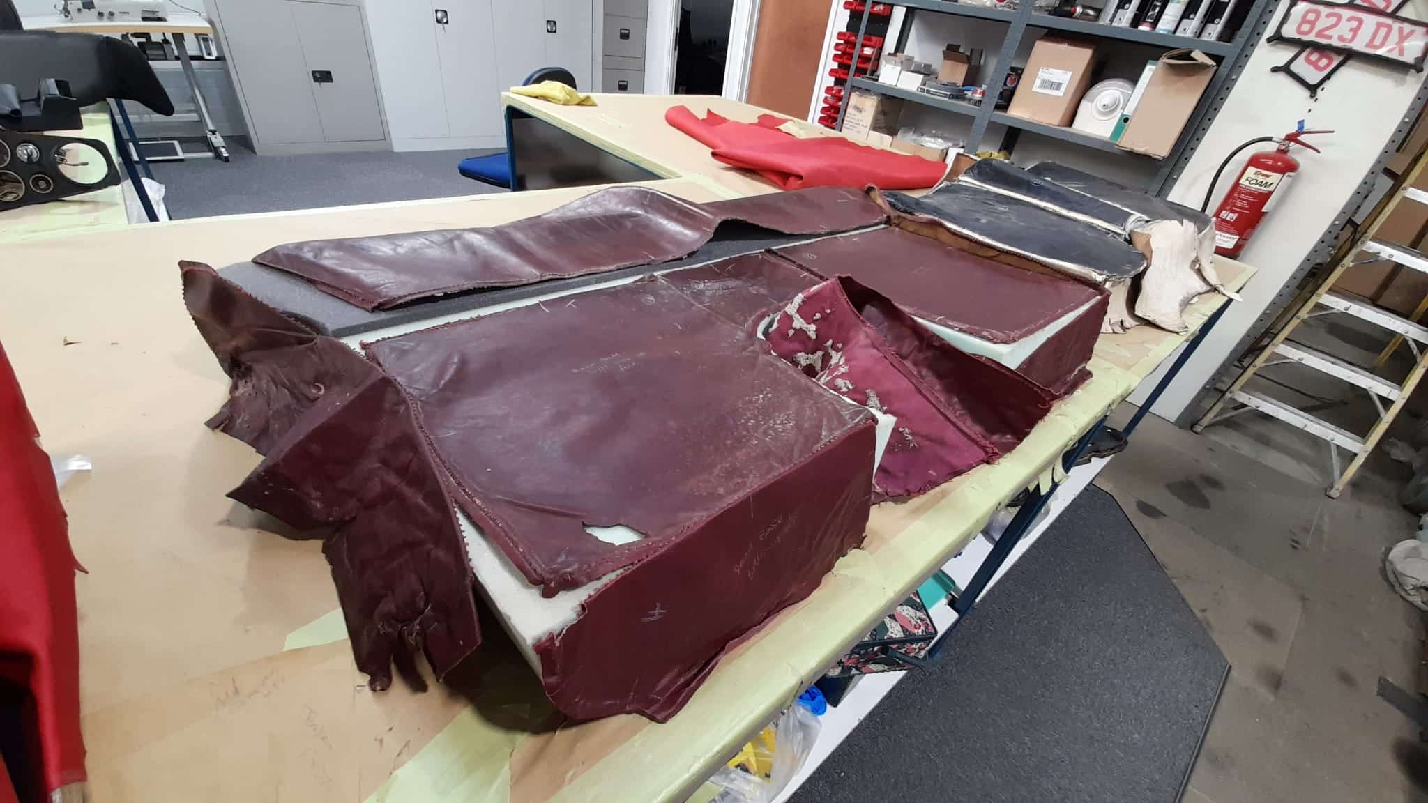 250322 1959 Jensen 541R Princess Grey Front Seats Finishing and Strip Down Rear Seat 12 1