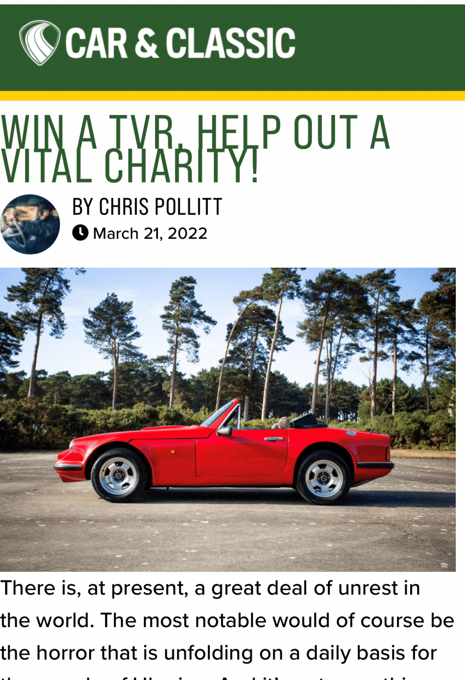 Car and Classic TVR Article 1