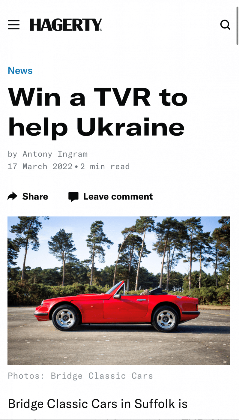 Hagerty TVR Article 1