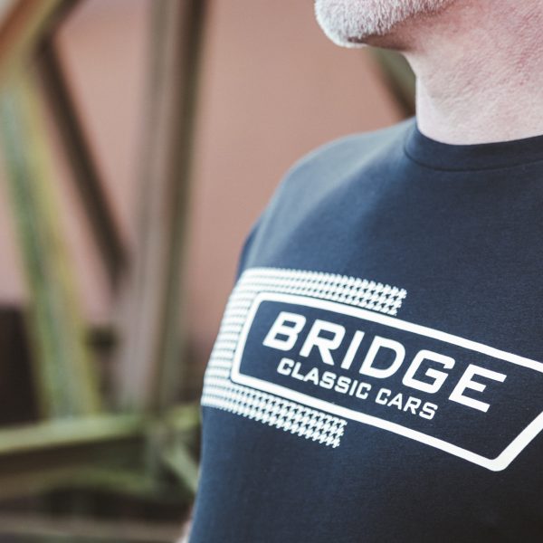 Limited Edition Handprinted Bridge Classic Cars 'Houndstooth' Black T-shirt with White Graphic