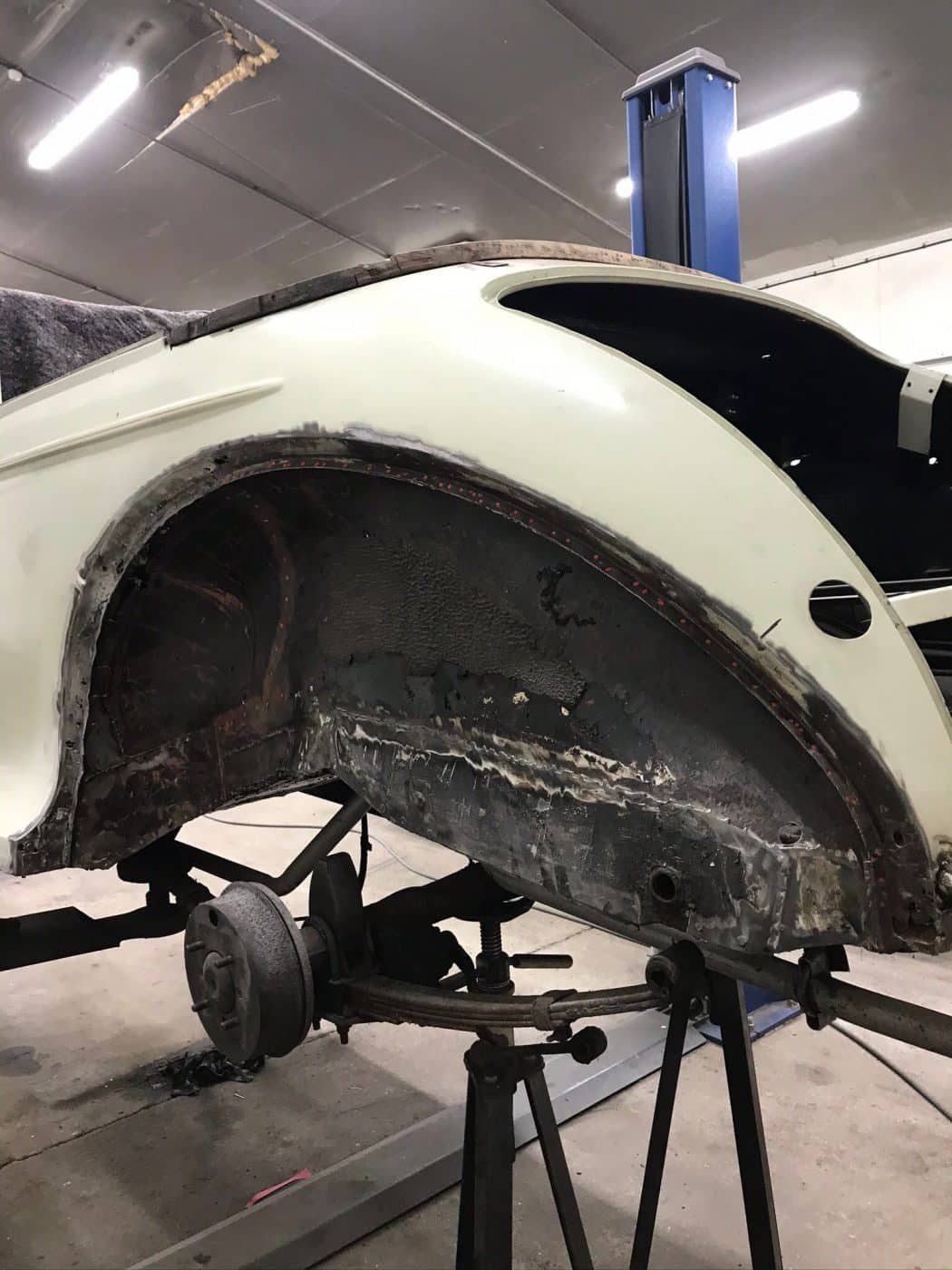 060522 1969 Morris Minor Convertible Rear Quarter Repairs and Arch 17 1