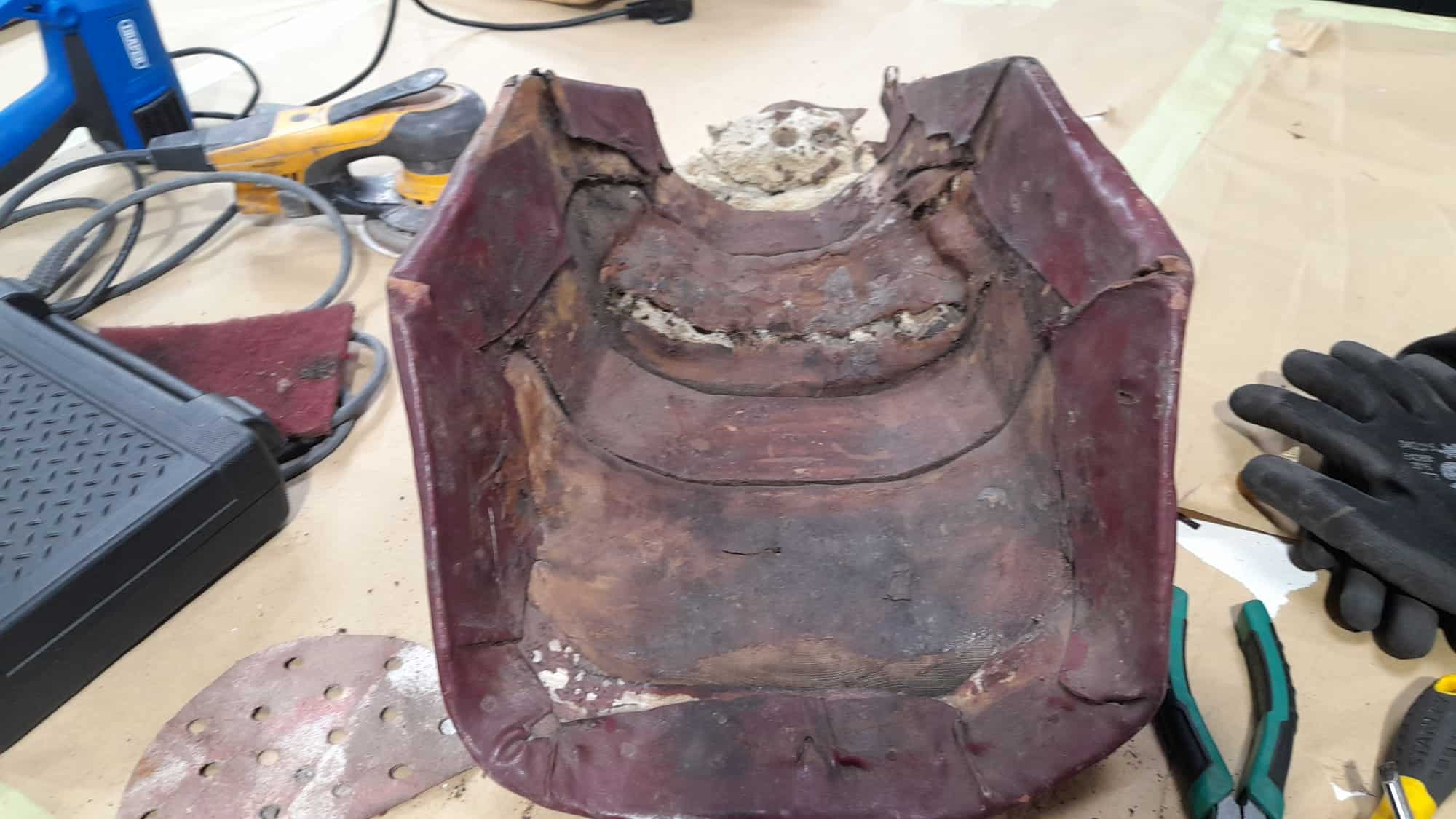110522 1959 Jensen 541R Princess Grey Seat Tear Down52 1