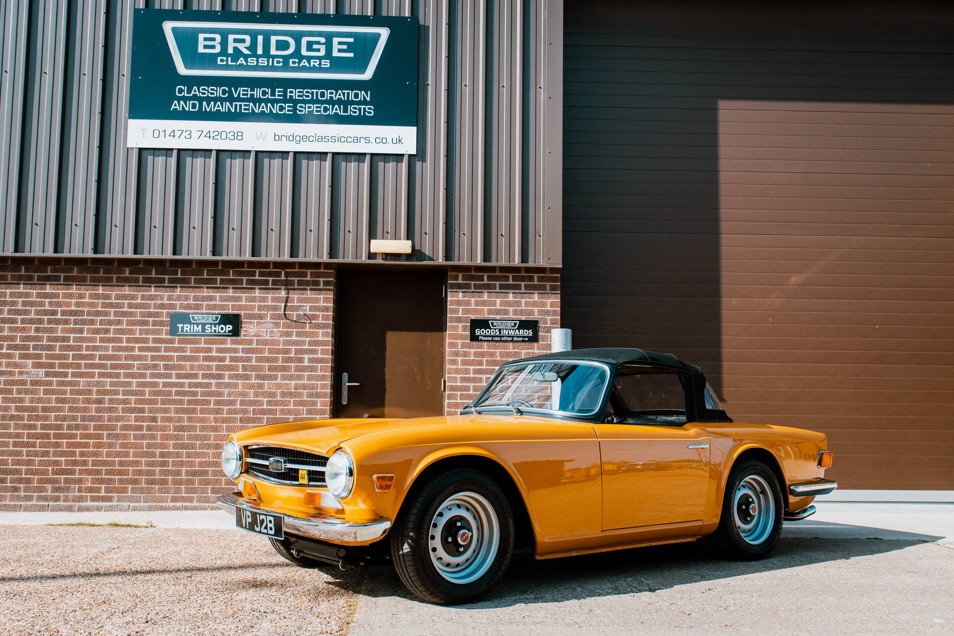 18052021 Saffron Yellow Triumph TR6 arrives 13 1 1