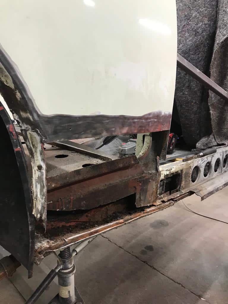 100622 1969 Morris Minor Convertible OS Inner Sill and Frame Repairs 4 1