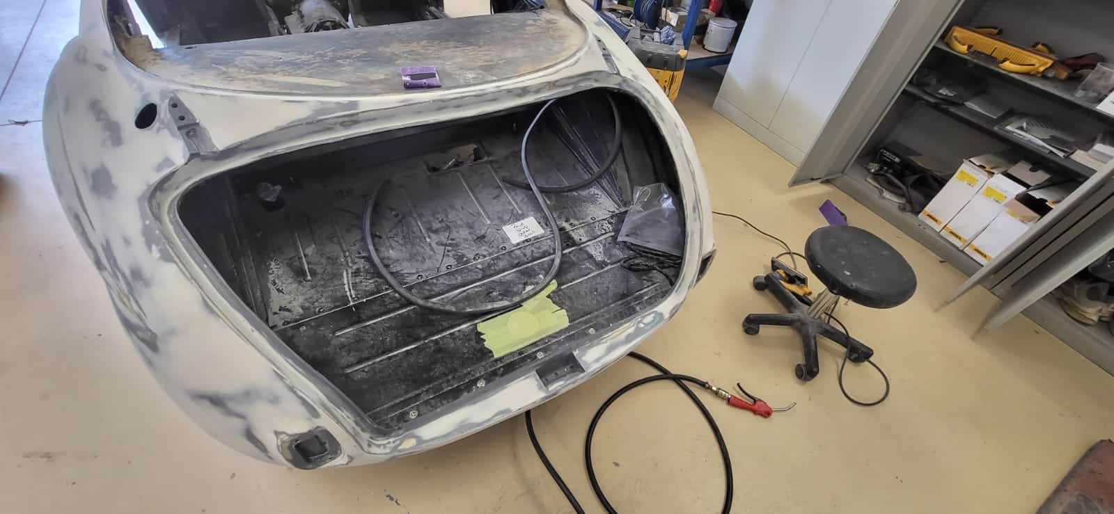 250722 1958 Jensen 541R Filler work complete and in Polyfan 21 1
