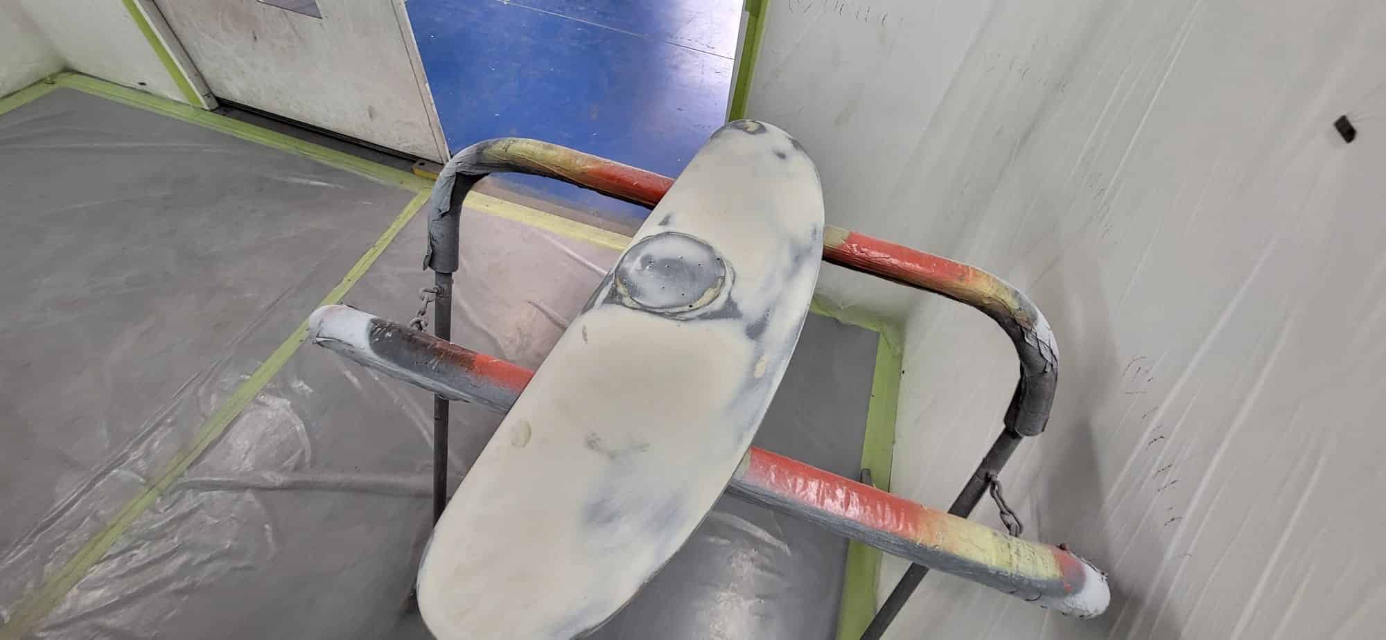 250722 1958 Jensen 541R Filler work complete and in Polyfan 46 1