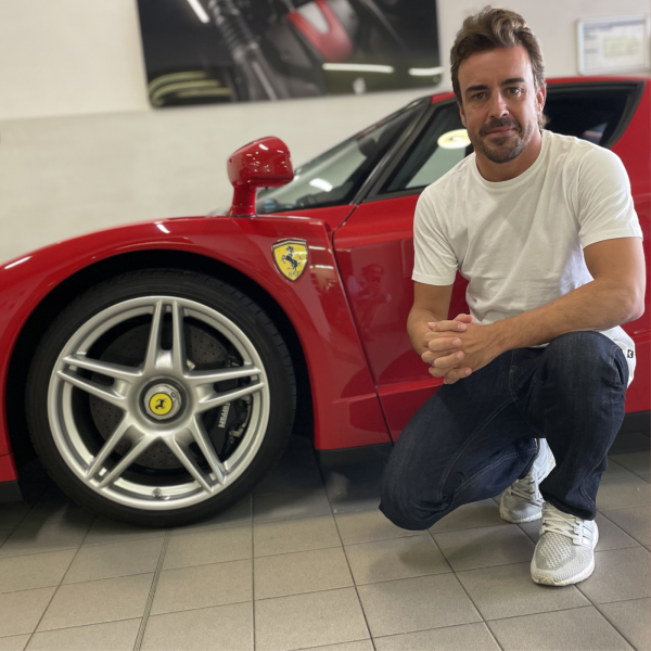 Fernando Alonso with his Ferrari Enzo