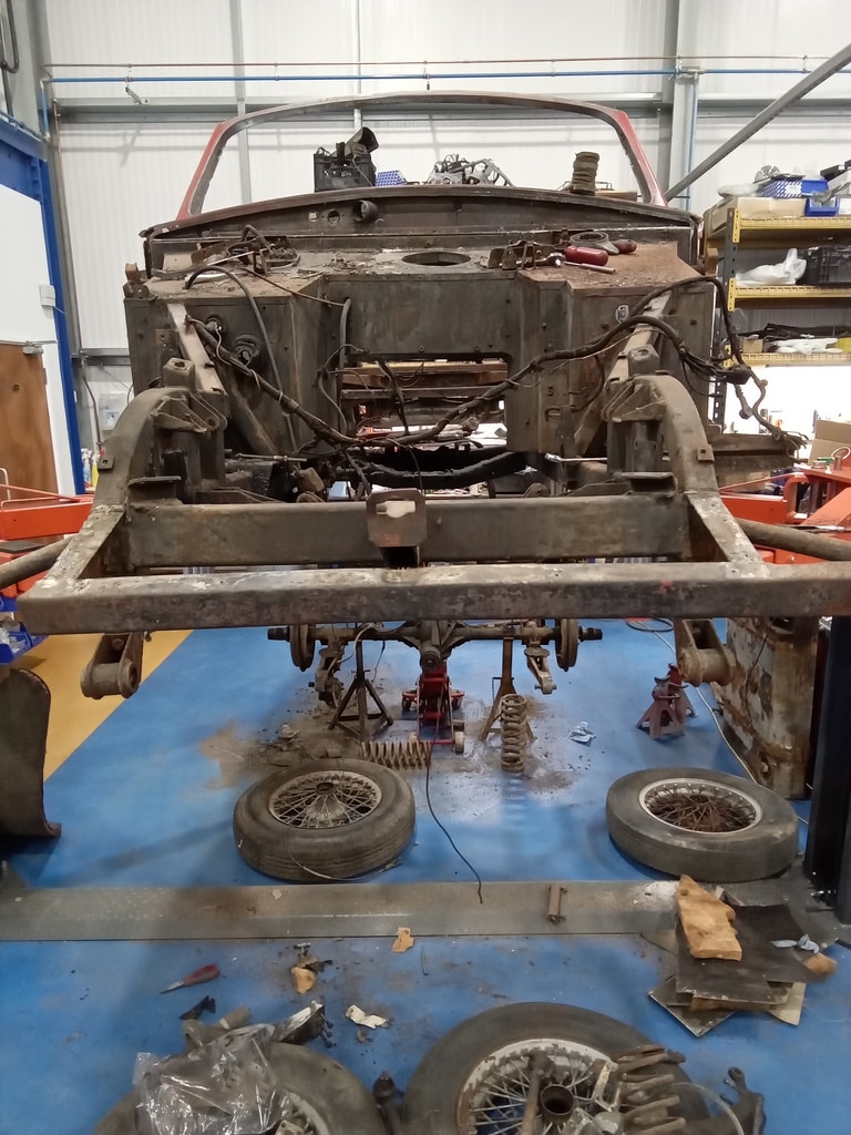 08012024 1955 Aston Martin DB2 4 Drophead Coupe past repairs and suspension 10 1