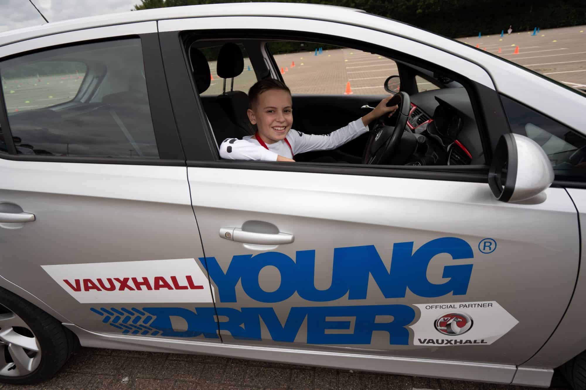 Josh Burford at 12 years old having driving lessons with Young Driver