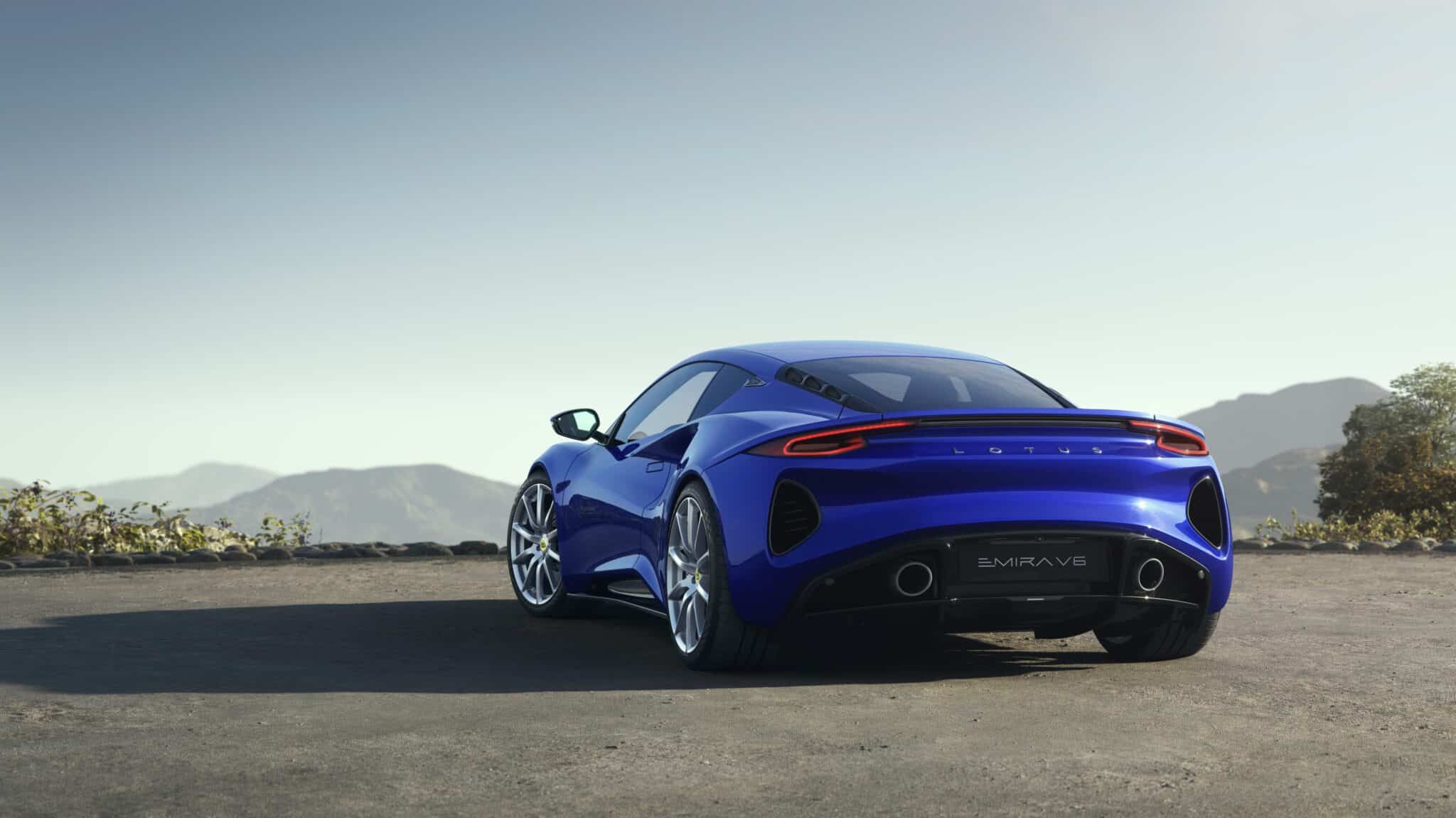 lotus emira v6 atlantis blue rear