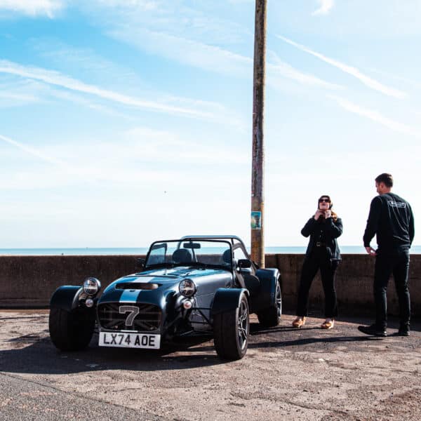 caterham and vw transporter at aldeburgh