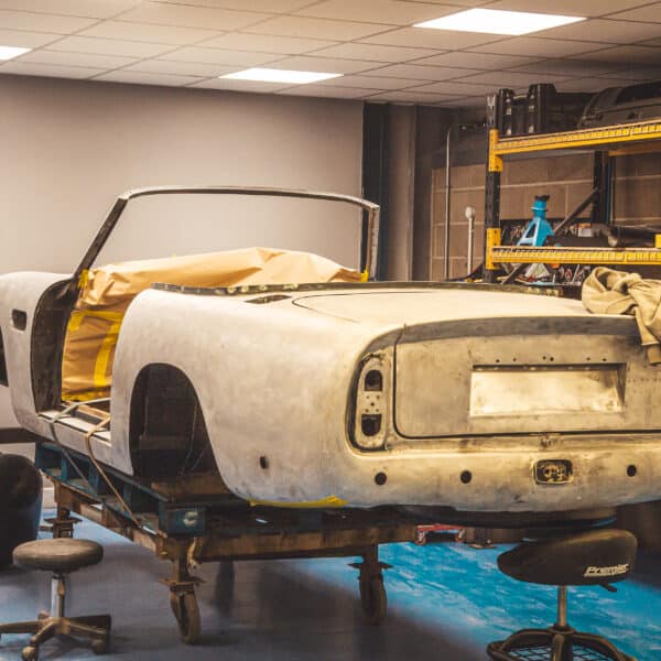 1969 aston martin db6 volante in bodyshop
